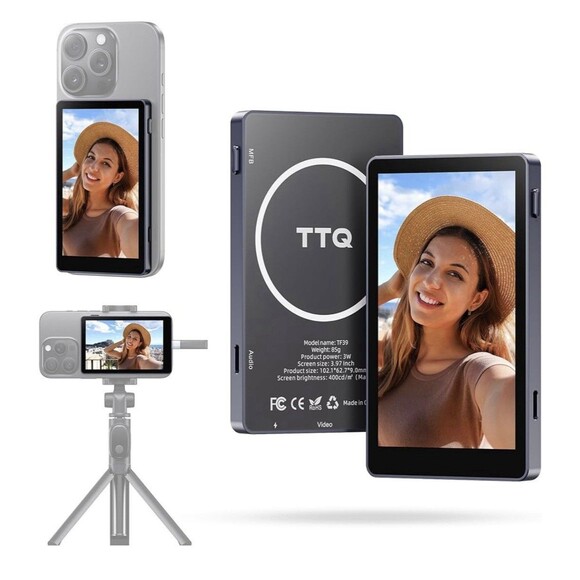 Vlog Selfie Monitor Screen, Magnetic Phone Vlog Selfie Monitor Screen 4K 60fps - Picture 1 of 7